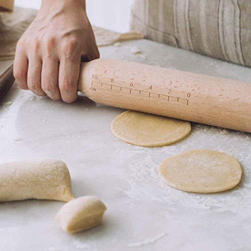 Leilims Hogar de Madera Maciza-con Escala-Bicarbonato de Palo de amasar-Adecuado for la Piel Bola de Masa hervida, Pizza, Pastelería, Repostería 14.96In