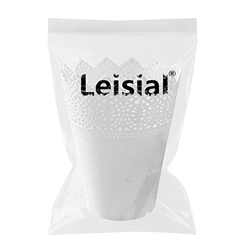 Leisial 5pcs Jarrón de Plástico Macetas para Flores Lace Flor Planta Pot Jardinero Hollow Flor Patrón Oficina Hogar Jardín Balcón Decoración Blanco