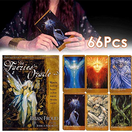 LHJY 66PCS Tarot Cards, The Faeries 'Oracle Cards, Versión En Inglés, Fairytale Solitaire, Juegos De Mesa Divertidos Juegos De Cartas De Tarot De Mesa para Fiestas Familiares Naipes