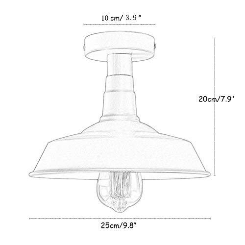 Lighting Industrial Edison Semi Flush Mount Mini Vintage Ceiling Light (Bulb Not Included) (blanco)