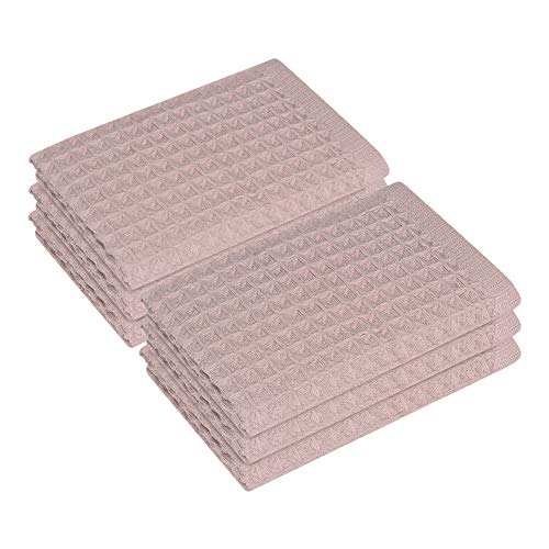 Lirex Toallas de Cocina, 6 Piezas Premium Suave Absorbente Rápido Waffle Weave Paño de Cocina de Algodón 100% Cocina Paños de Cocina Toallas de té Toallas, Lavable a Máquina - Rosado