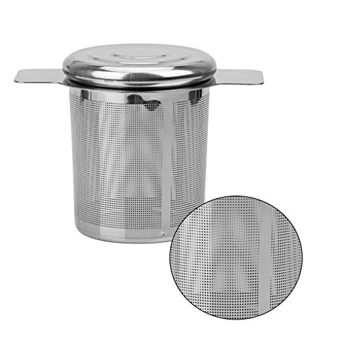 Lixuejian Juego de manillas de Infuser del té con la Tapa del Filtro con Tapa de Acero Inoxidable de Malla Fina de café Tetera Taza Colgante de Las Hojas Intercambiables colador de té