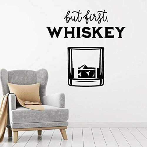 LovelyHomeWJ Tatuajes de Pared Whisky Beber Colección Alcohol Bar Pub Frase Decoración de Interiores Barril de Vino Refrigerador Vinilo Pegatinas de Vidrio 57x58cm