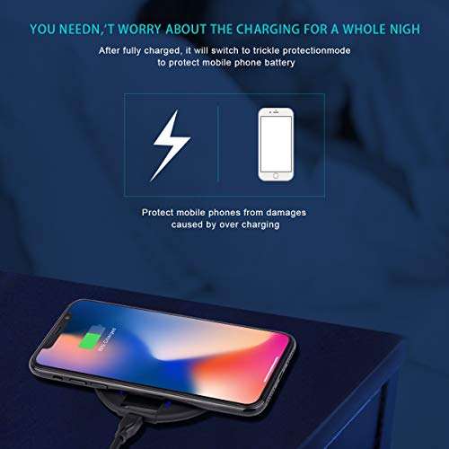 LTDNB Cargador Inalámbrico Rápido Qi Wireless Charger por Inducción Compatible con iPhone X /8 Plus/iPhone XS/XS MAX/XR, Samsung S10 /S10e /Note9 /S9 / S8 Plus /S8-Negro