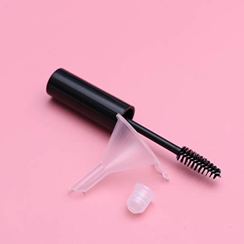 Lurrose 2 unids 10 ml Reutilizable vacío tubo de rímel con varita de pestañas Embudos Aceite de ricino Cepillo de pestañas Inserciones de goma Set DIY Mascara contenedor con tapa