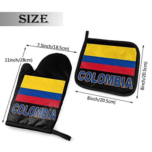 lymknumb Bandera Colombiana Manoplas y Soportes para ollas Colombia Guantes para cocinar Guantes para Hornear Guantes para cocinar en Barbacoa Hornear Asar a la Parrilla