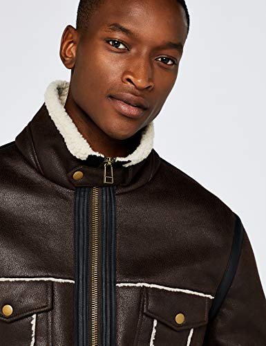 Marca Amazon - find. Chaqueta Aviador Hombre, Marrón (Chocolate brown Chocolate brown), M, Label: M