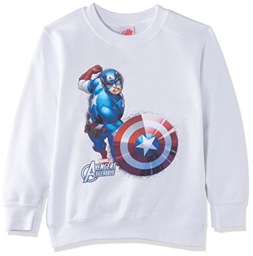 Marvel Avengers Assemble Captain America Comic Burst Sudadera, Blanco, M para Niños