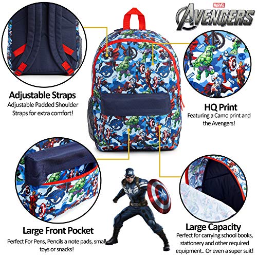 Marvel Avengers Mochila Niño, Mochilas Escolares Juveniles con Superheroes Capitan America Iron Man Hulk y Thor, Mochila para Deporte Viaje Colegio, Regalos para Niños Adolescentes