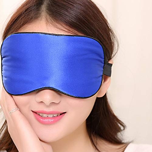 Máscara de Ojos para Mujeres dormidas, máscara de Ojos para Dormir 100% de Seda Pura, Parche para Ojos Suave y cómodo, para Hombres, Mujeres y niños 1pc 4X25cm Azul