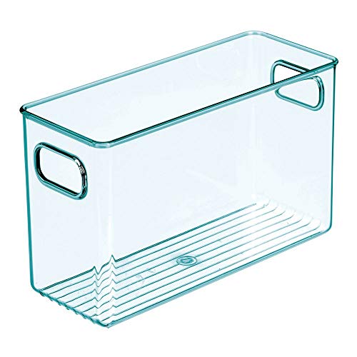 mDesign Cestas organizadoras para cuarto de bebé – Contenedor plástico grande con prácticas asas – Caja para juguetes, peluches o pañales en plástico libre de BPA – azul claro