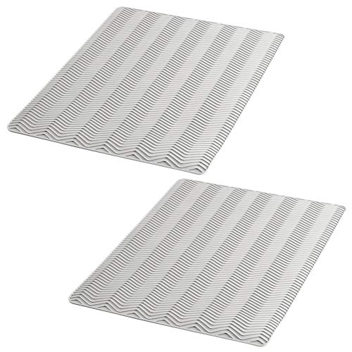 mDesign Juego de 2 alfombrillas antideslizantes de silicona – Práctico tapete escurridor con dibujo de espiga para ollas y vajilla – Escurreplatos para la cocina apto para lavavajillas – gris claro