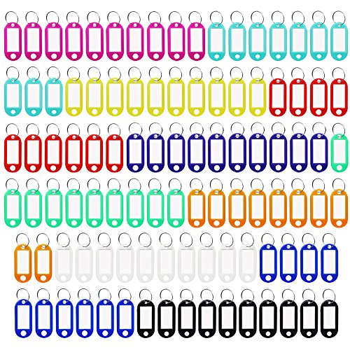 Meetory Lot de 100 étiquettes en plastique, Key Lables Identificateur avec anneau fendu Porte-clés, Multicolore