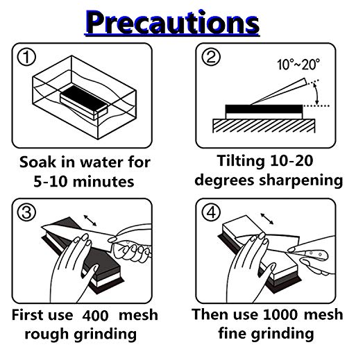 Meiyijia Piedra de Afilar, Grano 400/1000 de Doble Cara,Incluido Piedra de Aplanamiento,Corindón Blanco con Base de Bambú, Almohadilla de Silicona,Incluyendo - Guía de Ángulo