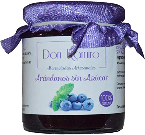 Mermelada Artesana Don Ramiro Arandanos Sin Azucar. 100% Natural Elaborado con 98gr De Fruta por 100gr. P.neto 250gr.