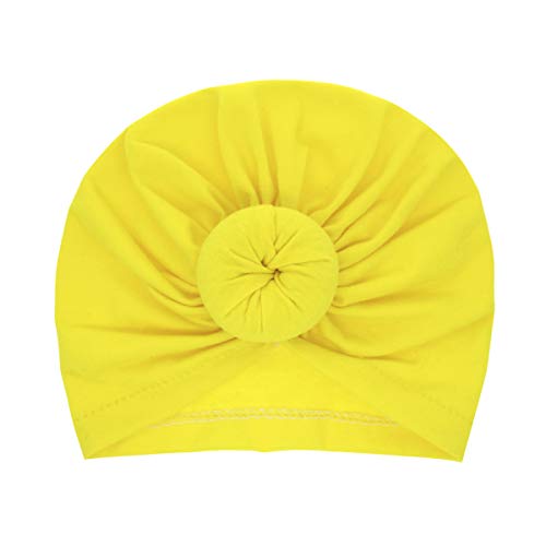 Miaoo - Gorro turbante de algodón suave para recién nacidas, prendas para la cabeza con pliegues amarillo Amarillo brillante. 0 Months