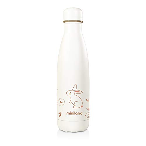 Miniland 89346 - Botella Isotérmica Bunny de acero inoxidable, botella-termo ecológica de 500ml, colección EcoFriendly