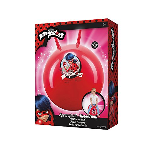 Miraculous Ladybug-Sprungball Bunter Hopperball, Hüpfball, Springball Drinnen & Draußen Fitness für Kinder Ladybug Pelota saltarina Canguro, con Dibujo, Color Rojo (John 59573)