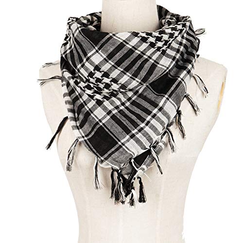 Miwaimao Butterme Unisex Algodón Shemagh Army Keffiyeh Bufanda de cuello protectora SAS Militar Desierto Tactical Head Wrap Tartan Patern Bufandas (azul), blanco