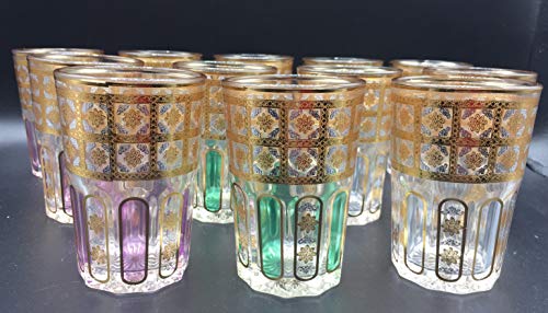 ML Set de 12 de Vasos de Cristal para Té marroquí Colores alegres