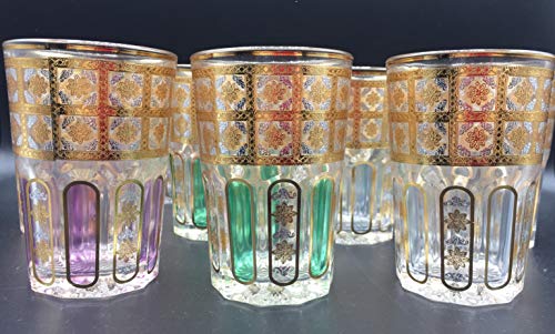 ML Set de 12 de Vasos de Cristal para Té marroquí Colores alegres