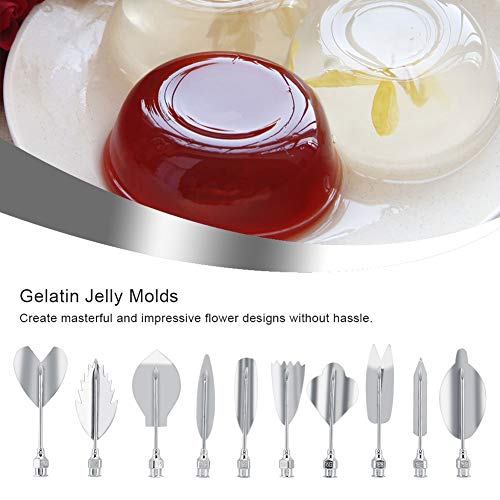 Moldes 3D de gelatina para gelatina, acero inoxidable, herramientas para hacer tartas, manualidades, pudines, decoración de tartas, juegos completos con jeringa, 10 agujas de gelatina M