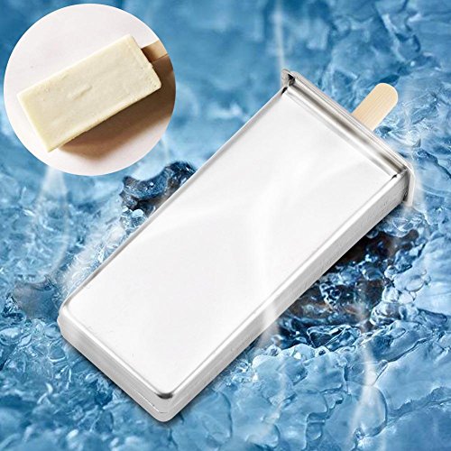 Moldes de paletas, Acero inoxidable reutilizable 6 moldes cuadrados Molde de helado Cocina industrial para el hogar Herramienta para hacer moldes DIY Pop Pop Mold para niños y adultos(3#)