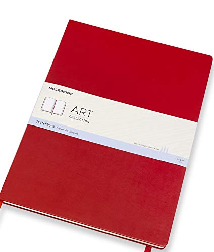 Moleskine - Art Collection Sketchbook, Álbum para Bocetos, Tapa Dura, Papel Adecuado para Bolígrafos, Lápices y Pasteles, Color Rojo Escarlata, Tamaño A3 29,7 x 42 cm, 96 Páginas (COLLECTION ART)