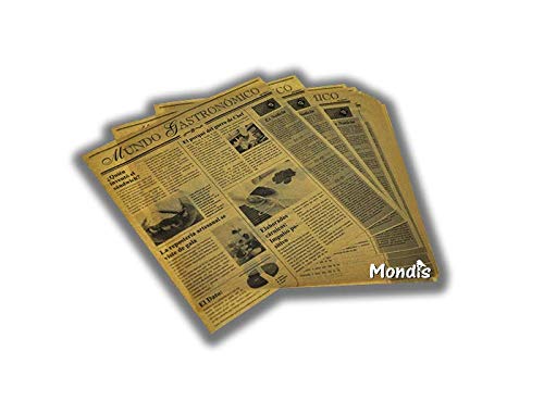 MONDIS Papel parafinado marrón diseño periódico 29x30 cm ; 500 uds