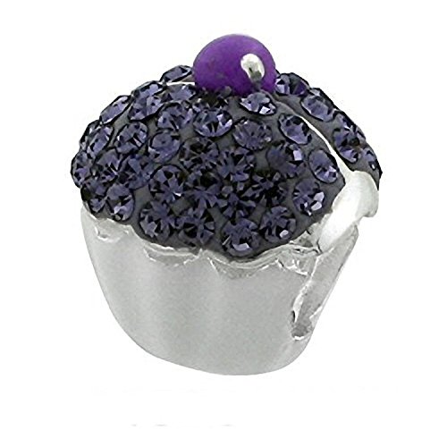 Morado Cupcake cuenta para pulsera (plata de ley Set con Bling Cristal de Swarovski piedras – para pulseras