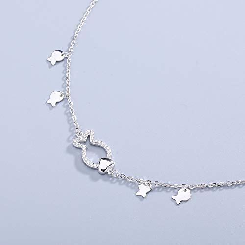 Mori set de diamantes geométricos peces lindos 925 pulsera de plata esterlina estudiante en forma de corazón amor dulce pulsera
