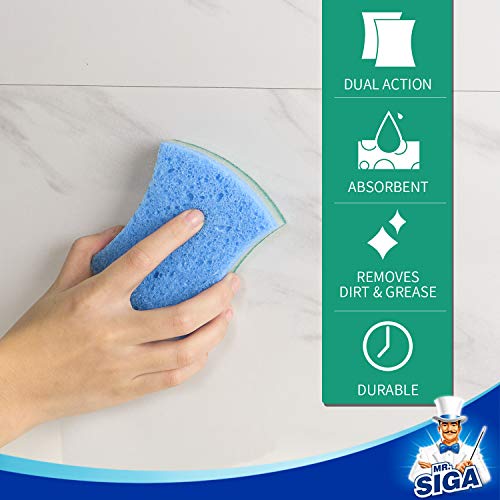 MR.SIGA Esponja exfoliante de celulosa, esponja de doble cara para lavar platos de cocina, paquete de 12