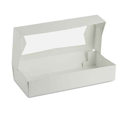 MT Products - Caja de panadería con ventana emergente automática de 12.5 pulgadas de largo x 5.5 pulgadas de ancho x 2.25 pulgadas de alto, color blanco (paquete de 15)