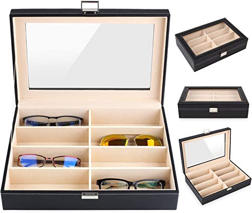 MVPOWER Caja para Gafas con 8 Estuches para Guardar y Almacenar Anteojos, Organizador y Soporte de Gafas de Sol