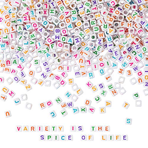 Naler 1200 Abalorios Letras Cuadradas de Colores Cuentas Alfabeto para Pulseras DIY Manualidades(6mm, 26 Letras)