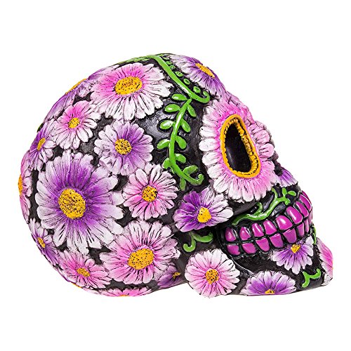 Nemesis Now Sugar Petal Skull Figura Decorativa de 15 cm, con diseño de Calavera con Flores, Negra