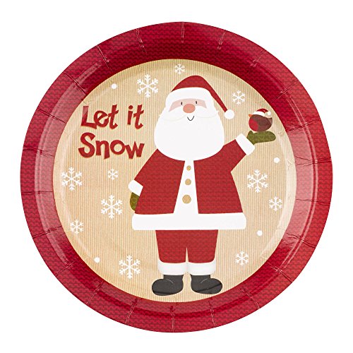 Neviti Let It Snow de Papá Noel Platos, Multicolor, Pack de 8