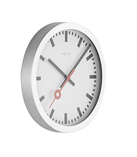 NeXtime Reloj de pared o de mesa "STATION", muy silencioso, redondo, blanco, ø 19 cm