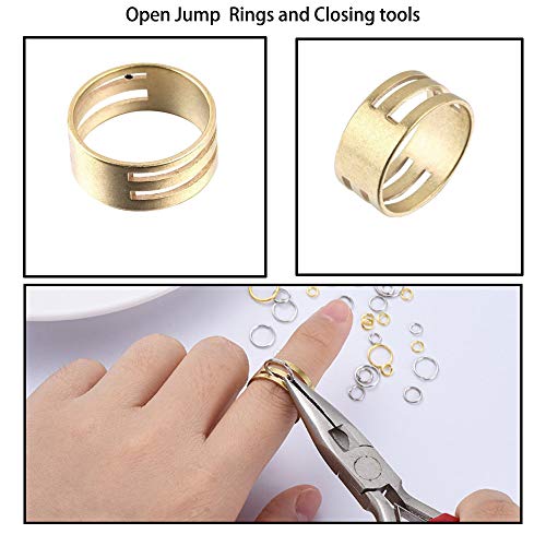 Nigaga - Juego de anillos de salto abiertos de metal superfuertes, 4 mm, 5 mm, 6 mm, 7 mm, 8 mm, 10 mm, con caja y abridor de anillos de salto dorado para hacer joyas y reparar collares (negro)