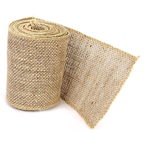 Nikgic Natural de Arpillera Artesanía Cinta Rollo con Encaje Blanco Encaje de Lino Regalo Arreglos Florales, Perfecto para Bodas, Corbatas, Correas, Coronas, Lazos -3m