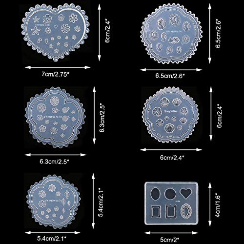 Noverlife 6 Uds.Molde de talla de silicona 3D para decoración de uñas, molde de manicura de uñas de gel acrílico UV, herramientas de decoración de uñas DIY para niñas y mujeres