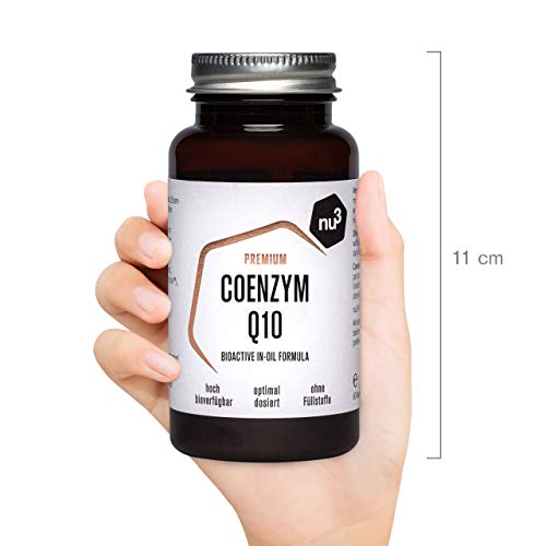 nu3 Premium Coenzimas Q10 – 60 cápsulas de alta dosificación (100mg por comprimido) – Sin gluten y sin lactosa - Protección contra el estrés oxidativo – Suplemento vegano - Provisión para 2 meses