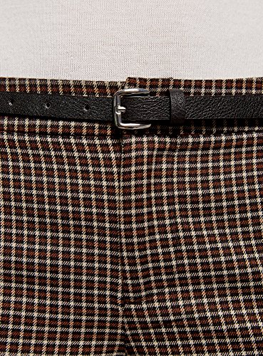 oodji Ultra Mujer Pantalones Básicos con Cinturón, Marrón, ES 38 / S