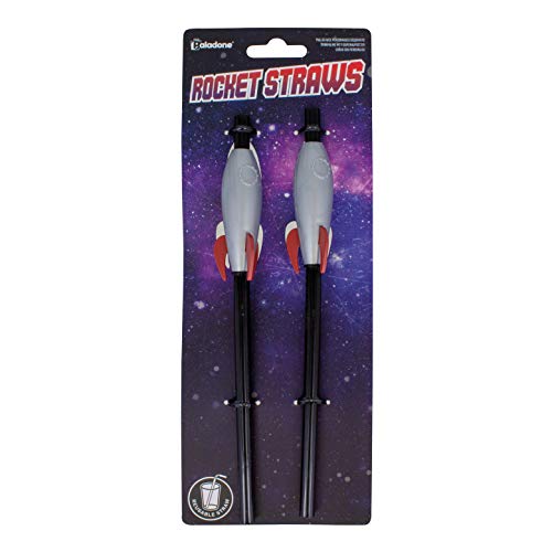 Paladone PP4879 Pajitas reutilizables para cohete espacial, artículo para fiesta, plástico