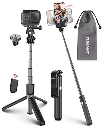 Palo Selfie Trípode, ELEGIANT Selfie Stick 4 en 1 con Control Remoto Bluetooth Aluminio para Mini Cámara/Gopro para Viaje Rotación de 360° Compatible con iPhone Samsung Xiaomi Huawei (4-6.8 Pulgadas)