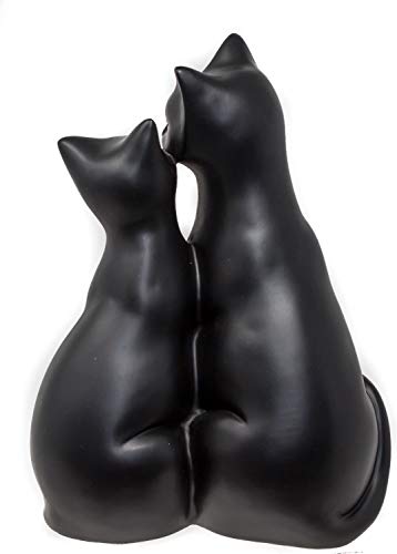 Par de gatos blancos estilizados figuritas – Mr & Mrs Cat adorno para los amantes de los gatos, resina, negro, 21 x 16 x 12cm