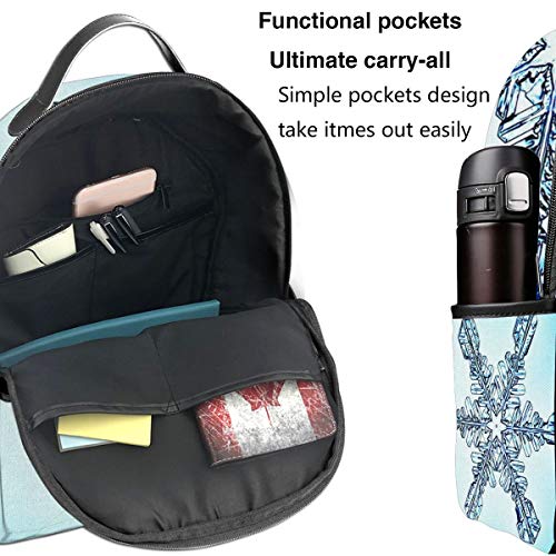 PEIGJH Mochilas Escolares Bolsa Daypack Mochila Tipo Casual para Niños y Niñas para Portátiles y Netbooks Copo de Nieve de Cristal de Hielo Azul Nieve