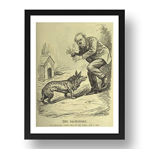 Period Prints The Dachswolf - Figura decorativa, diseño de perro salchicha del gobierno alemán, 1920, impresión histórica, tamaño A3, en marco negro de 17 x 13 cm