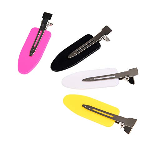 Pinzas para el Cabello sin Pines Kare & Kind – Sujetadores de Cabello sin Dobladillo – Negro/Rosado/Amarillo/Blanco – Diseño de Hoja de Acero Inoxidable – Para Flequillos y Peinados en General