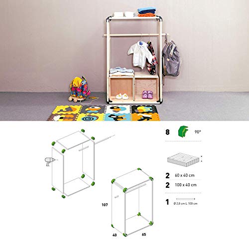 PlayWood Kit de Construcción de 4 Piezas, Pinzas de Plástico con Tornillo de Acero Inoxidable, Grosor Entre 16-19 mm, Ideal para Bricolaje, Estantes Modulares de Madera (90 Grados, Verde)